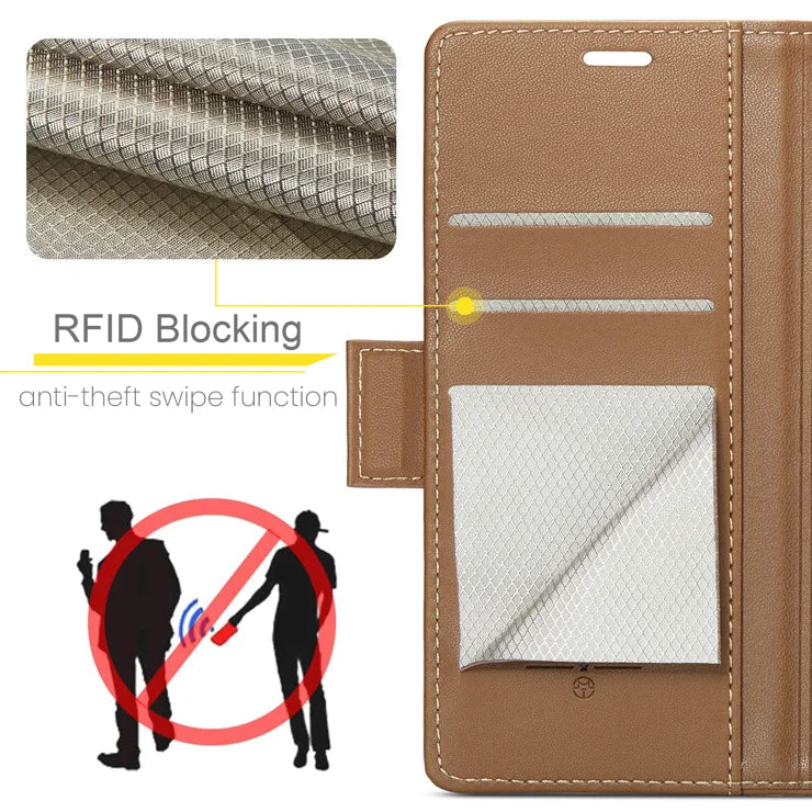 CASEME For Samsung Galaxy S26+ Case  023 Series RFID Blocking Glossy Stand Phone Cover - Brown