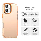 iPhone 16 Case PC+TPU+PET Matte Anti-Drop Phone Back Cover - Orange