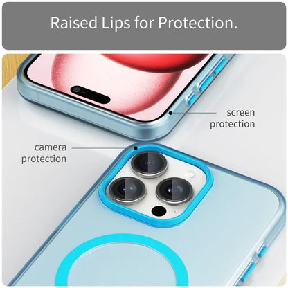 iPhone 15 Pro Case Translucent Matte Back Slim Phone Cover - Blue