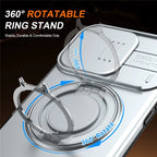 iPhone 16 Pro Case Magnetic Case Ring Kickstand Slide Camera Cover TPU PC Hybrid Phone Shell - Silver
