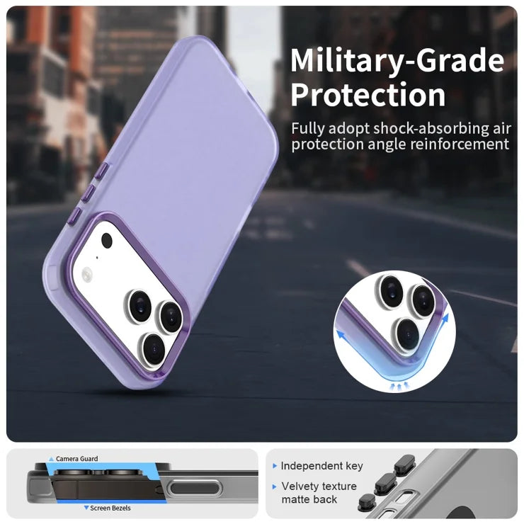 iPhone 17 Pro Case PC + TPU + PET Matte Anti-Drop Phone Back Cover - Purple