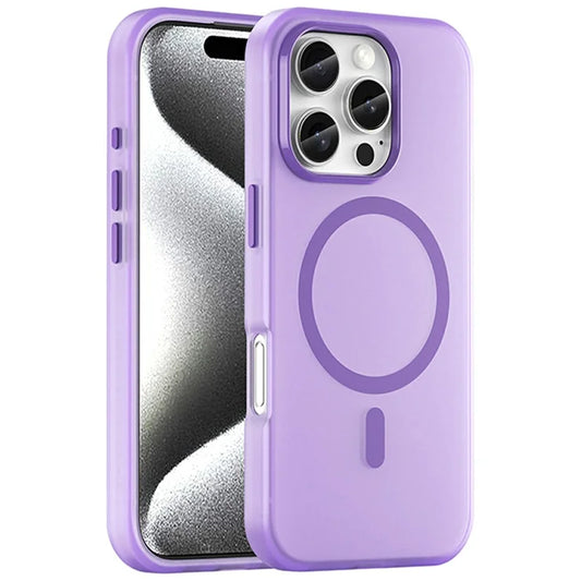 iPhone 16 Pro Case Compatible with MagSafe TPU + PC Slim Matte Translucent Phone Cover - Dark Purple