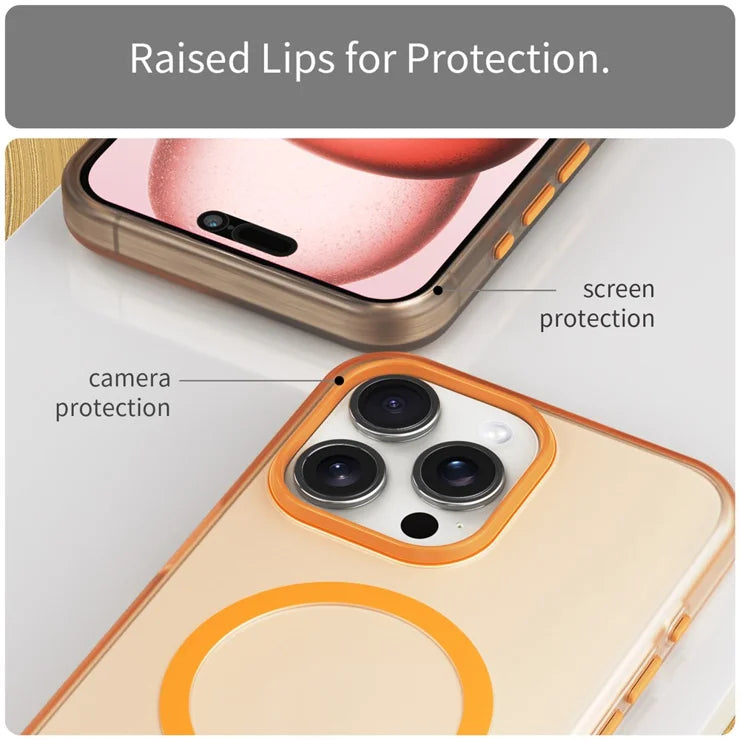 iPhone 15 Pro Case Translucent Matte Back Slim Phone Cover - Orange