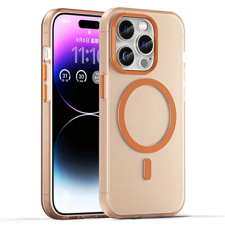 iPhone 14 Pro Translucent Matte Phone Case TPU + PC Anti-Scratch Cover - Orange