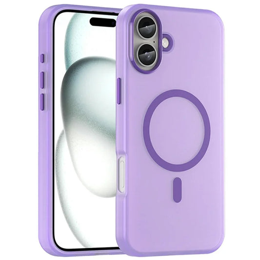 iPhone 16 Plus Case Compatible with MagSafe TPU + PC Slim Matte Translucent Phone Cover - Dark Purple
