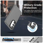 Samsung Galaxy S23 Case PC+TPU+PET Matte Anti-Drop Phone Back Cover - Black