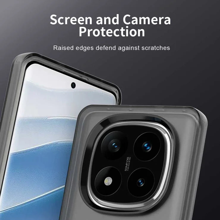 Xiaomi Redmi Note 14 Pro 5G / Poco X7 5G Case PC+TPU+PET Matte Anti-Drop Phone Back Cover - Black