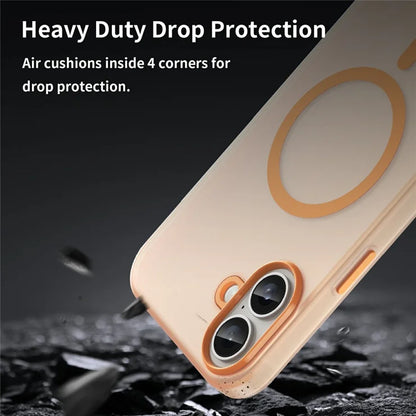 iPhone 16 Plus Case Compatible with MagSafe TPU + PC Slim Matte Translucent Phone Cover - Orange