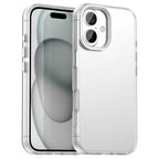 iPhone 16 Case PC+TPU+PET Matte Anti-Drop Phone Back Cover - White