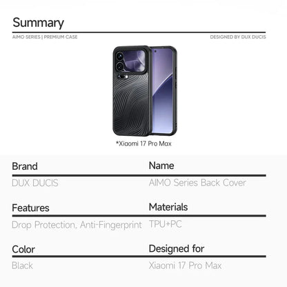 DUX DUCIS For Xiaomi 17 Pro Max Case  Aimo Series TPU+PC Matte Drop-proof Phone Cover (REACH Certification) - Black
