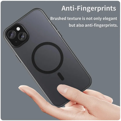 iPhone 15 Plus / 14 Plus Magnetic Case Translucent Matte Anti-Fingerprint Phone Cover - Black
