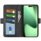 For iPhone 17 Pro Max Case Calf Texture Leather Wallet Phone Cover - Black