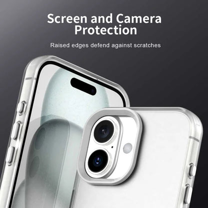 iPhone 16 Plus Case PC+TPU+PET Matte Anti-Drop Phone Back Cover - White