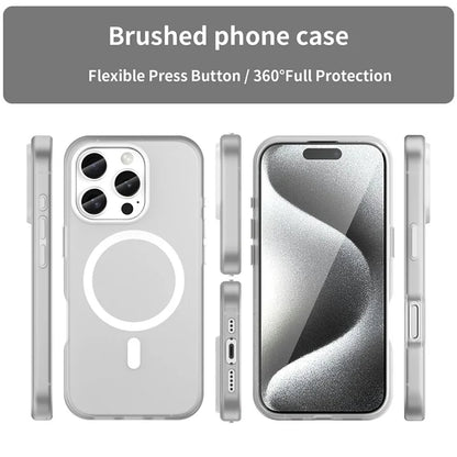 iPhone 16 Pro Case Compatible with MagSafe TPU + PC Slim Matte Translucent Phone Cover - White