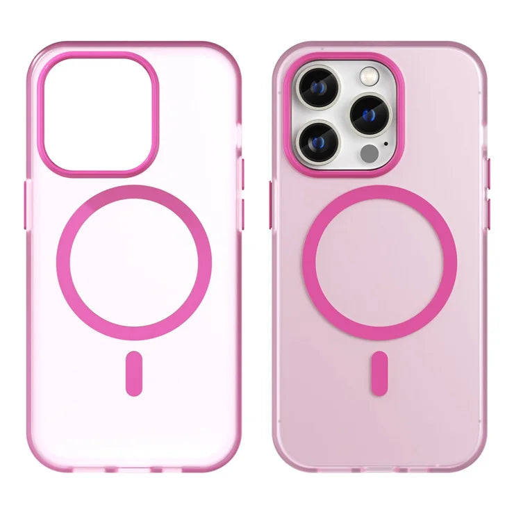iPhone 14 Pro Translucent Matte Phone Case TPU + PC Anti-Scratch Cover - Pink