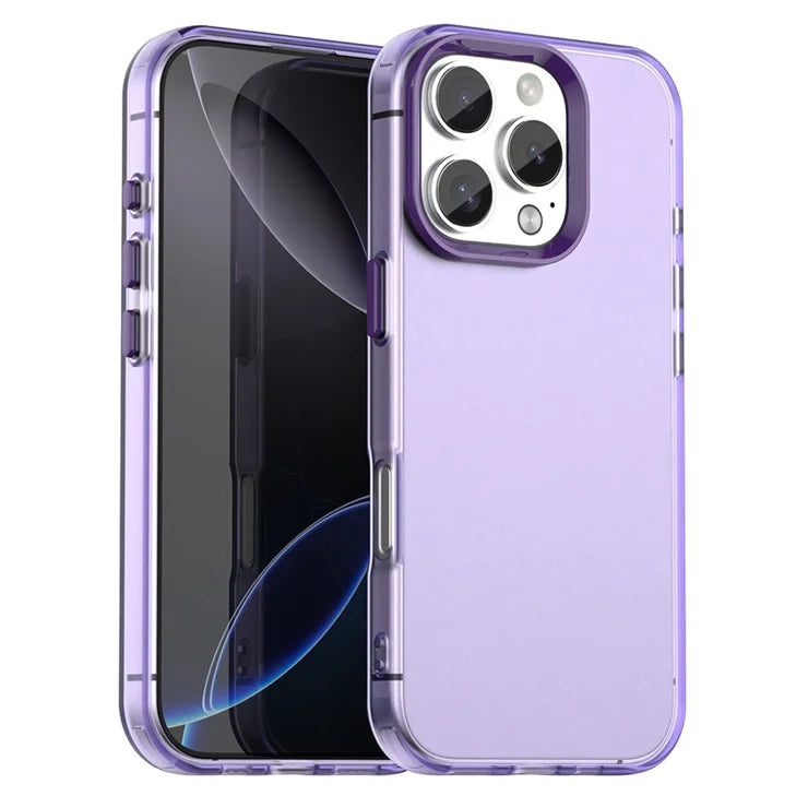 iPhone 16 Pro Case PC+TPU+PET Matte Anti-Drop Phone Back Cover - Purple