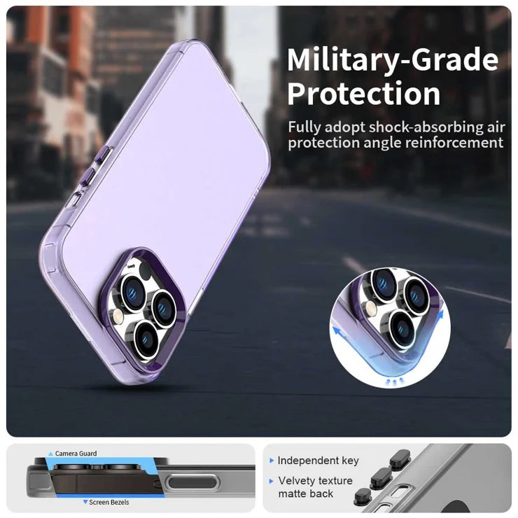 iPhone 15 Pro Max Case PC+TPU+PET Matte Anti-Drop Phone Back Cover - Purple