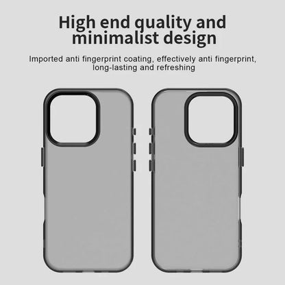 iPhone 16 Pro Case PC+TPU+PET Matte Anti-Drop Phone Back Cover - Black