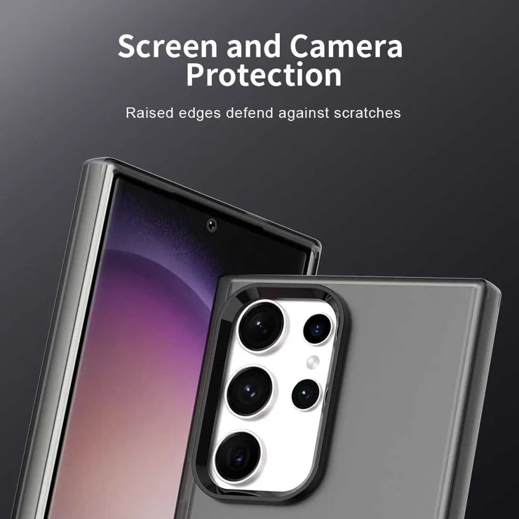 Samsung Galaxy S23 Ultra Case PC+TPU+PET Matte Anti-Drop Phone Back Cover - Black