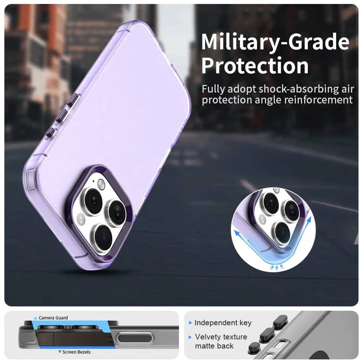 iPhone 16 Pro Max Case PC+TPU+PET Matte Anti-Drop Phone Back Cover - Purple