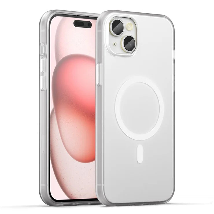 iPhone 15 Plus / 14 Plus Magnetic Case Translucent Matte Anti-Fingerprint Phone Cover - White