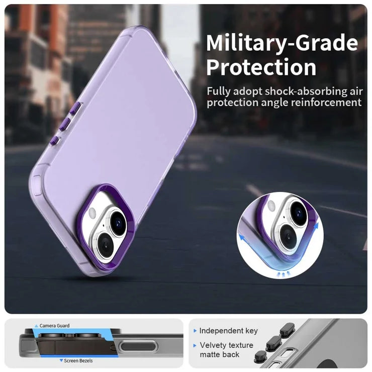 iPhone 17 Case PC + TPU + PET Matte Anti-Drop Phone Back Cover - Purple