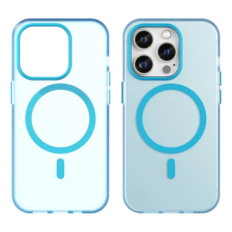 Magnetic Case for iPhone 14 Pro Max Compatible with MagSafe Translucent Matte Back Cover - Blue