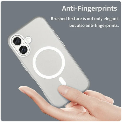 iPhone 16 Case Compatible with MagSafe TPU + PC Slim Matte Translucent Phone Cover - White