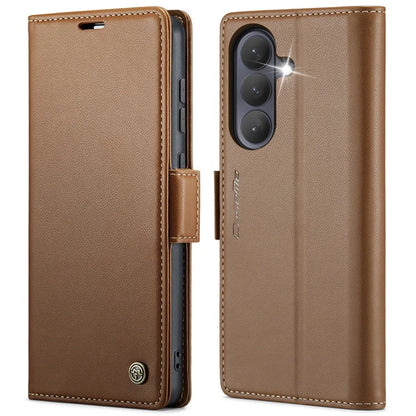 CASEME For Samsung Galaxy S26+ Case  023 Series RFID Blocking Glossy Stand Phone Cover - Brown