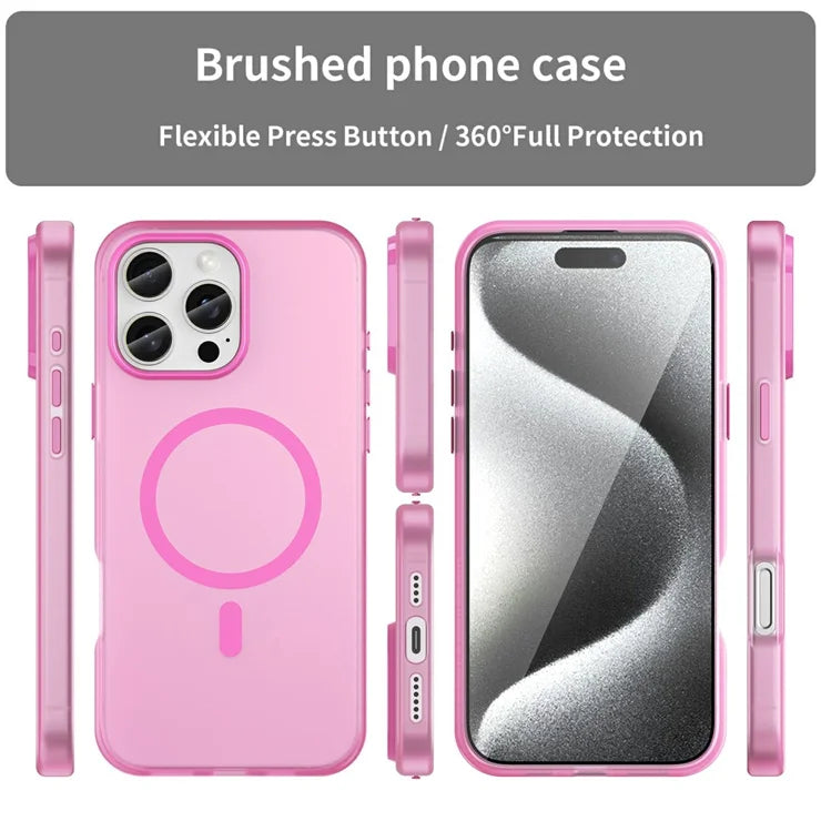 iPhone 16 Pro Max Case Compatible with MagSafe TPU + PC Slim Matte Translucent Phone Cover - Pink