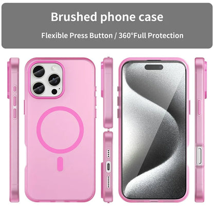 iPhone 16 Pro Max Case Compatible with MagSafe TPU + PC Slim Matte Translucent Phone Cover - Pink