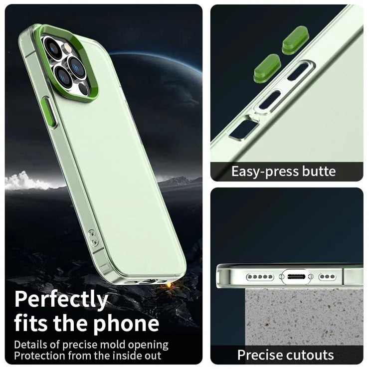 iPhone 13 Pro Max Case PC+TPU+PET Matte Anti-Drop Phone Back Cover - Green