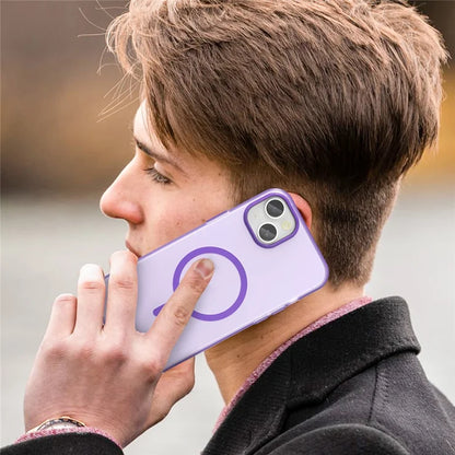 iPhone 15 Plus / 14 Plus Magnetic Case Translucent Matte Anti-Fingerprint Phone Cover - Dark Purple