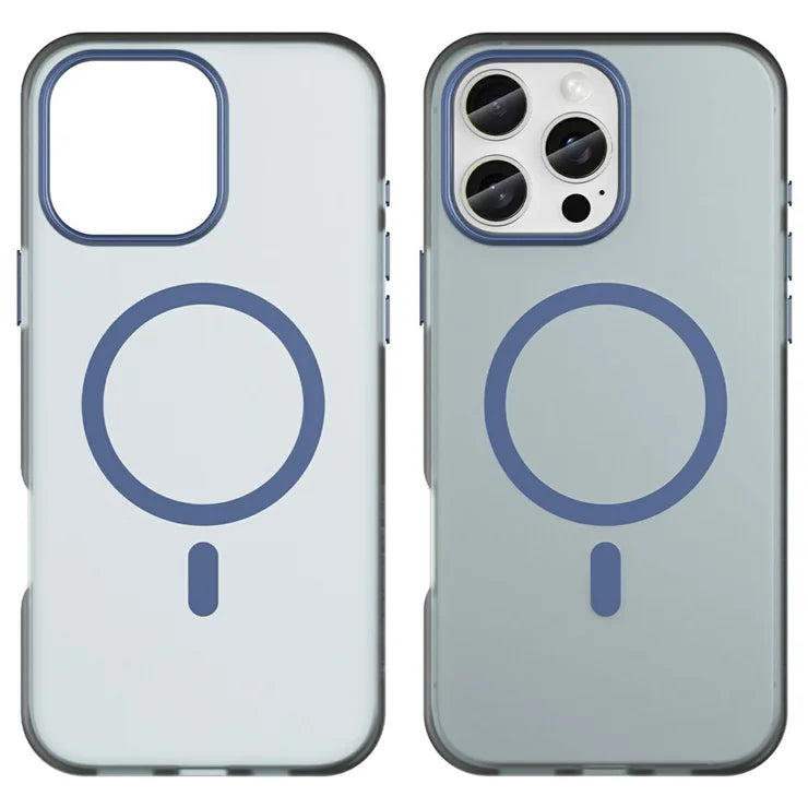 iPhone 16 Pro Max Case Compatible with MagSafe TPU + PC Slim Matte Translucent Phone Cover - Dark Blue