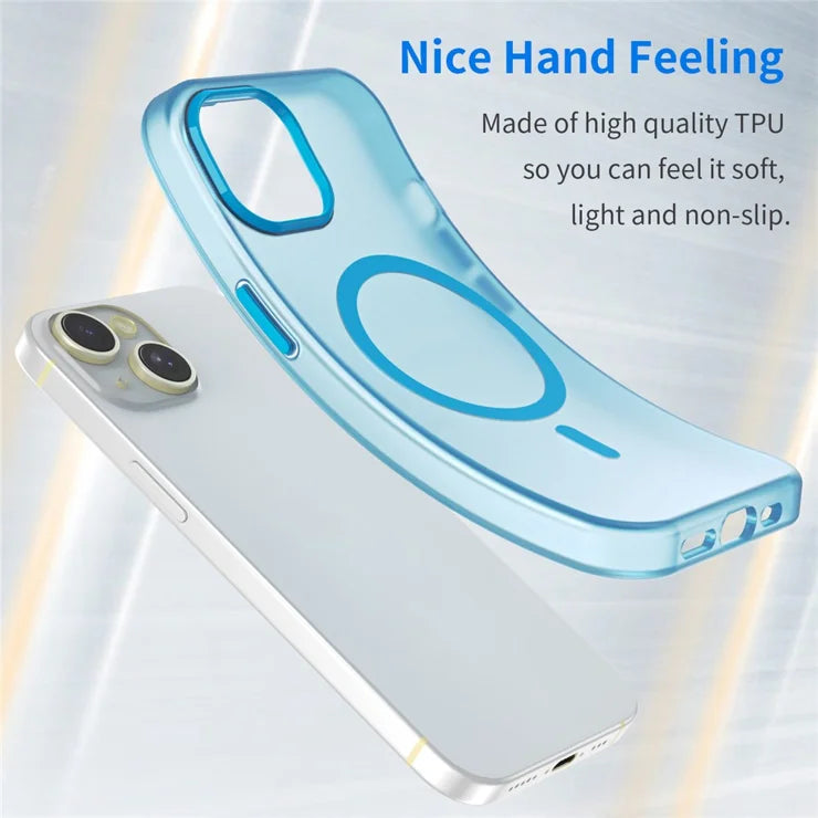 iPhone 14 Translucent Phone Case Matte Design Compatible with MagSafe Wireless Charging - Blue