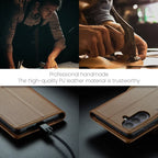 CASEME For Samsung Galaxy S26+ Case 023 Series RFID Blocking Glossy Stand Phone Cover - Brown