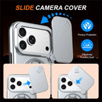 iPhone 17 Pro Magnetic Case Ring Kickstand Slide Camera Cover TPU PC Hybrid Phone Shell - Grey