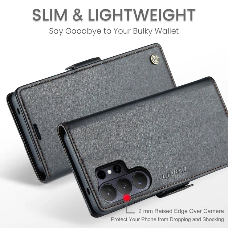 CASEME For Samsung Galaxy S26 Ultra Case 023 Series RFID Blocking Glossy Stand Phone Cover - Black