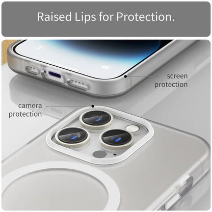 Magnetic Case for iPhone 14 Pro Max Compatible with MagSafe Translucent Matte Back Cover - White