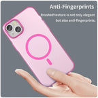 iPhone 15 Plus / 14 Plus Magnetic Case Translucent Matte Anti-Fingerprint Phone Cover - Pink