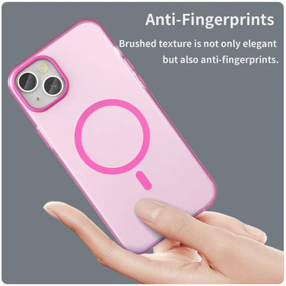 iPhone 15 Plus / 14 Plus Magnetic Case Translucent Matte Anti-Fingerprint Phone Cover - Pink