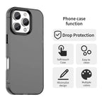 iPhone 16 Pro Max Case PC+TPU+PET Matte Anti-Drop Phone Back Cover - Black