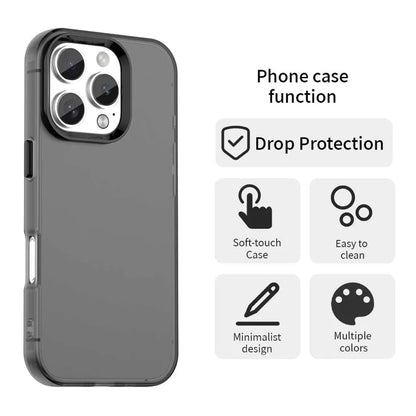 iPhone 16 Pro Max Case PC+TPU+PET Matte Anti-Drop Phone Back Cover - Black