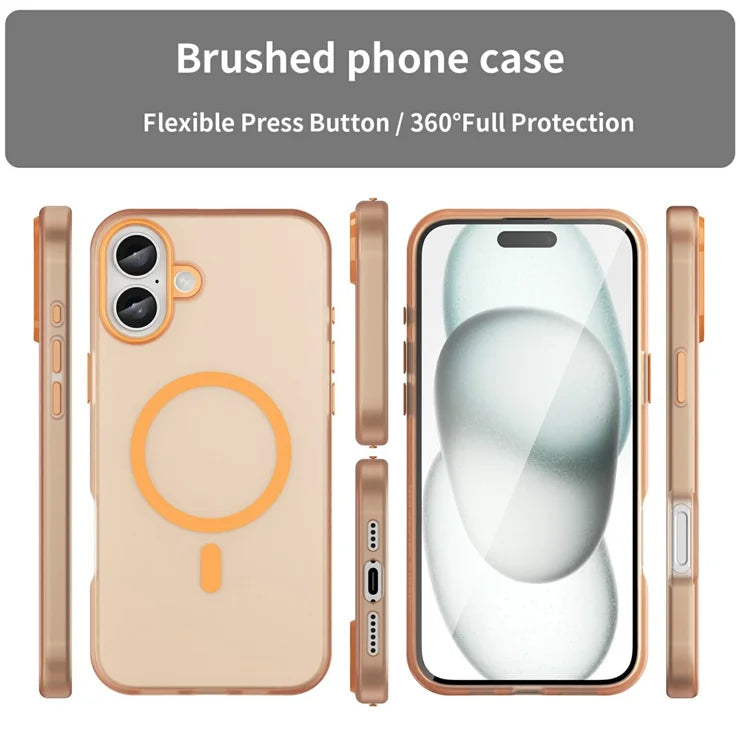 iPhone 16 Plus Case Compatible with MagSafe TPU + PC Slim Matte Translucent Phone Cover - Orange