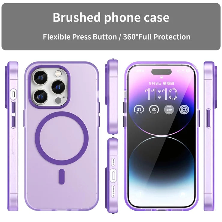 Magnetic Case for iPhone 14 Pro Max Compatible with MagSafe Translucent Matte Back Cover - Dark Purple