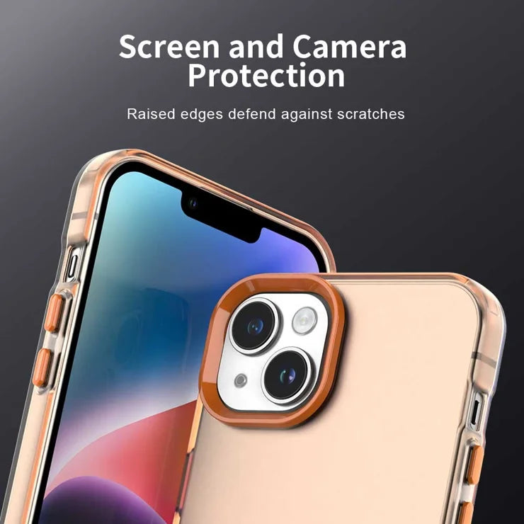 iPhone 15 Plus / 14 Plus Case PC+TPU+PET Matte Anti-Drop Phone Back Cover - Orange