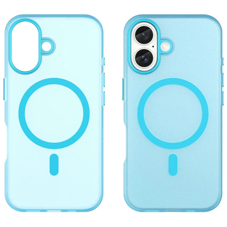 iPhone 16 Case Compatible with MagSafe TPU + PC Slim Matte Translucent Phone Cover - Blue