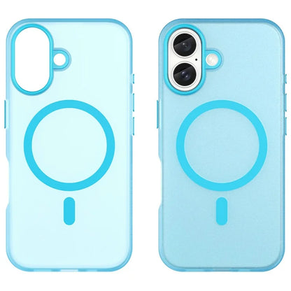 iPhone 16 Case Compatible with MagSafe TPU + PC Slim Matte Translucent Phone Cover - Blue