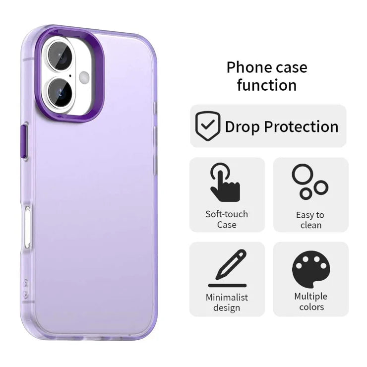 iPhone 17 Case PC + TPU + PET Matte Anti-Drop Phone Back Cover - Purple