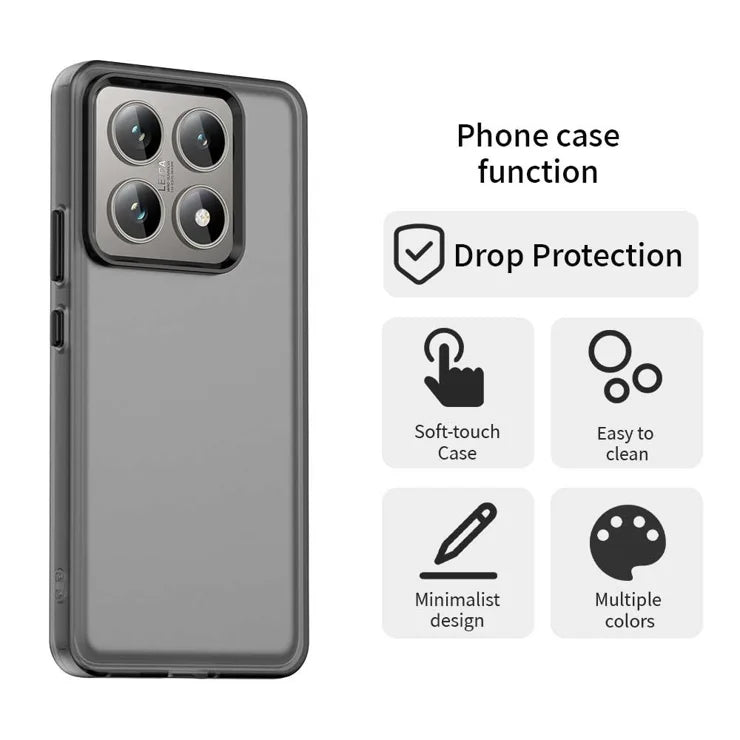 Xiaomi 14T Kotelo PC+TPU+PET Mattapintainen Putoamista Estävä Takakuori - Musta